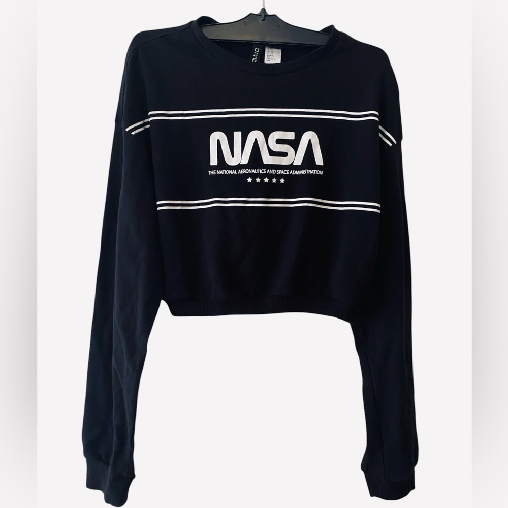 H&M NASA THE NATIONAL AERONAUTICS AND SPACE ADMINISTRATION CROP PULLOVER TOP XS
